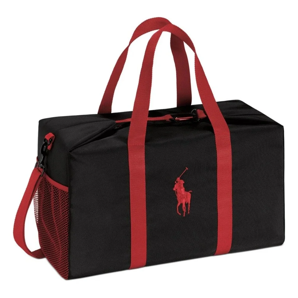 Ralph Lauren Polo Black Red Large Duffel Carry-On Gym Weekender Travel Bag NWOT